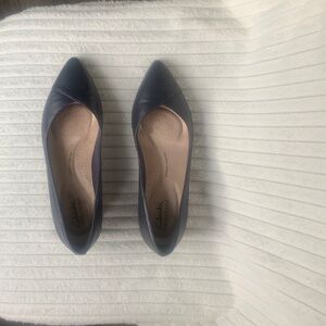 Clarks Natalyn Wish Leather Flats- Navy Blue